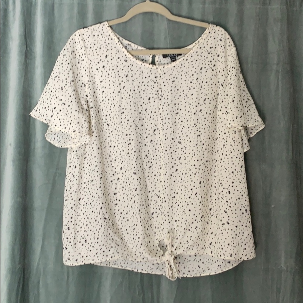 White blouse with black stars XL Rachel Roy label